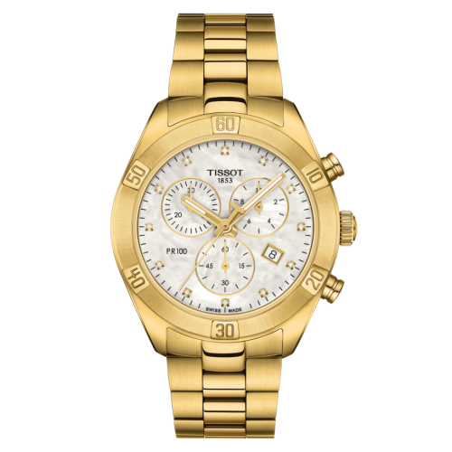 Tissot PR 100 Sport Chic Chronograph 38 Yellow Gold / MOP / Bracelet